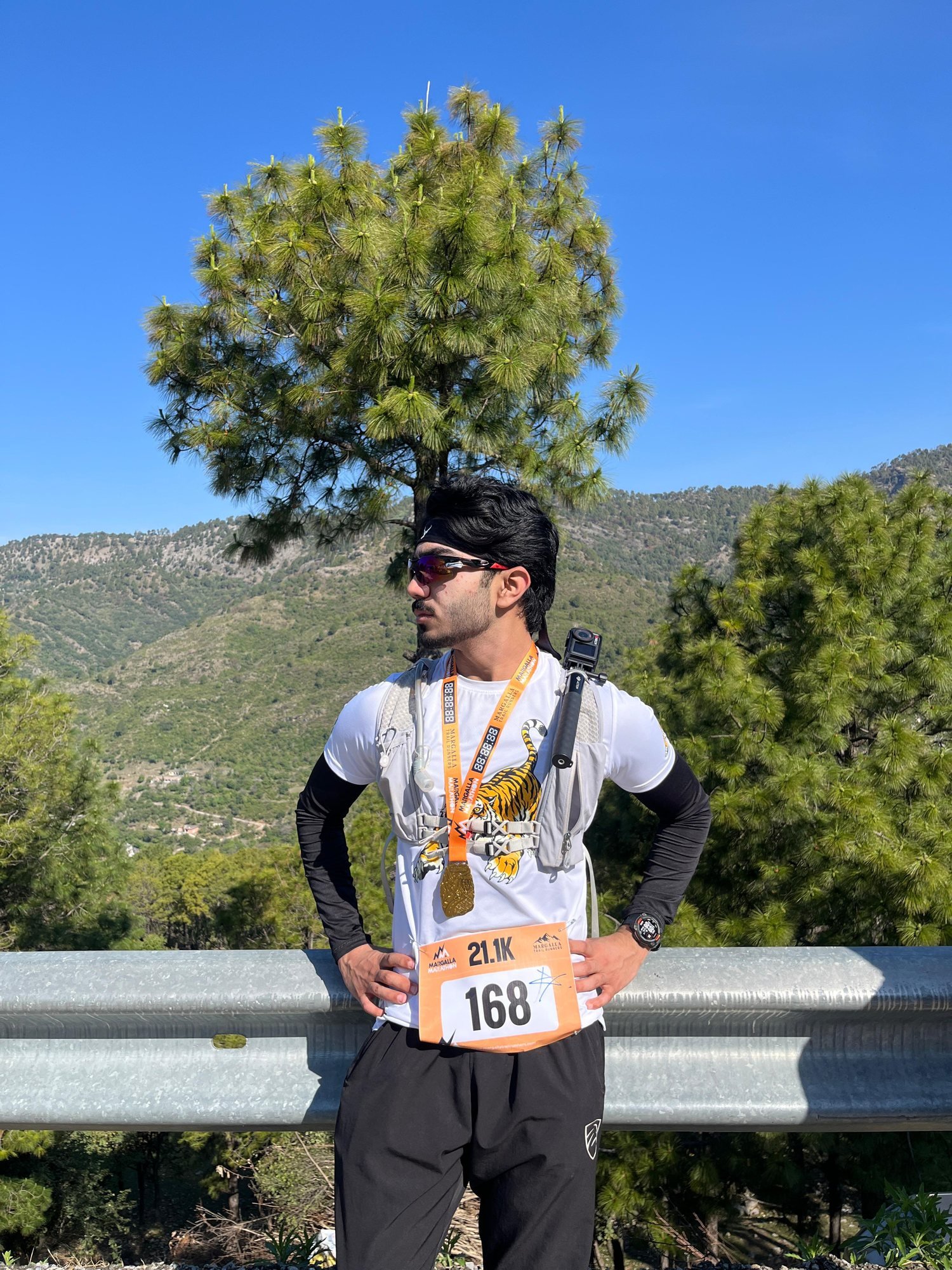 Huzaifa Ismat at the Margala Trail Marathon in the mountains